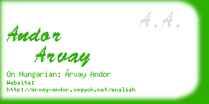 andor arvay business card